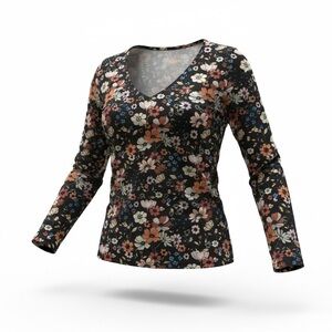 NWT SUNBS Graphic Shirts for Women V Neck Blouses Casual Soft Women Long Sleeve